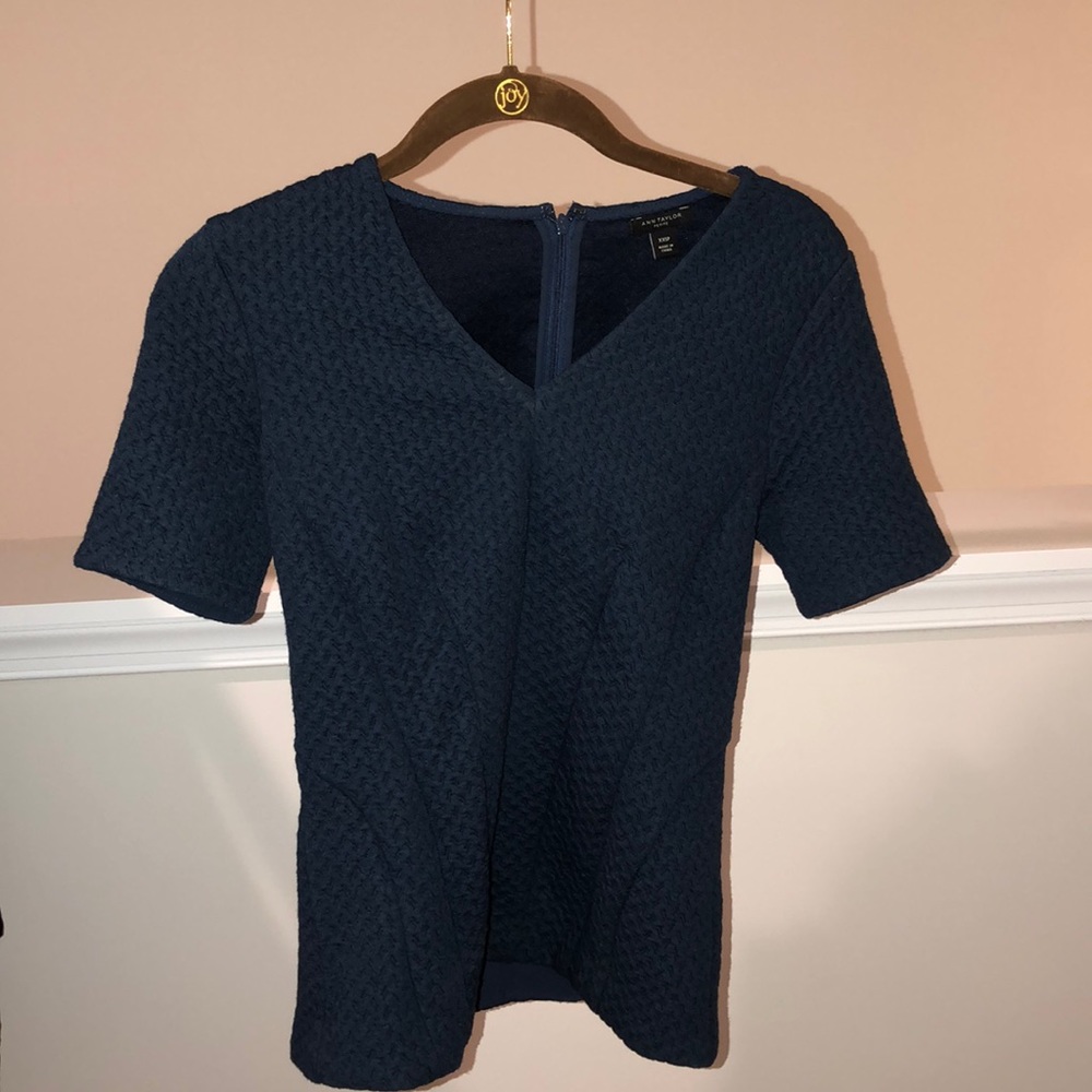 Ann Taylor blue top light sweater material